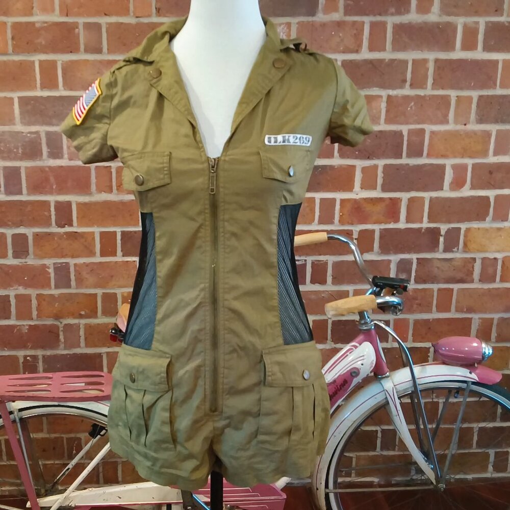Nature Intimates 🎃🇺🇸 Halloween USA Sexy Army Zip Up Short Romper Costume 😍